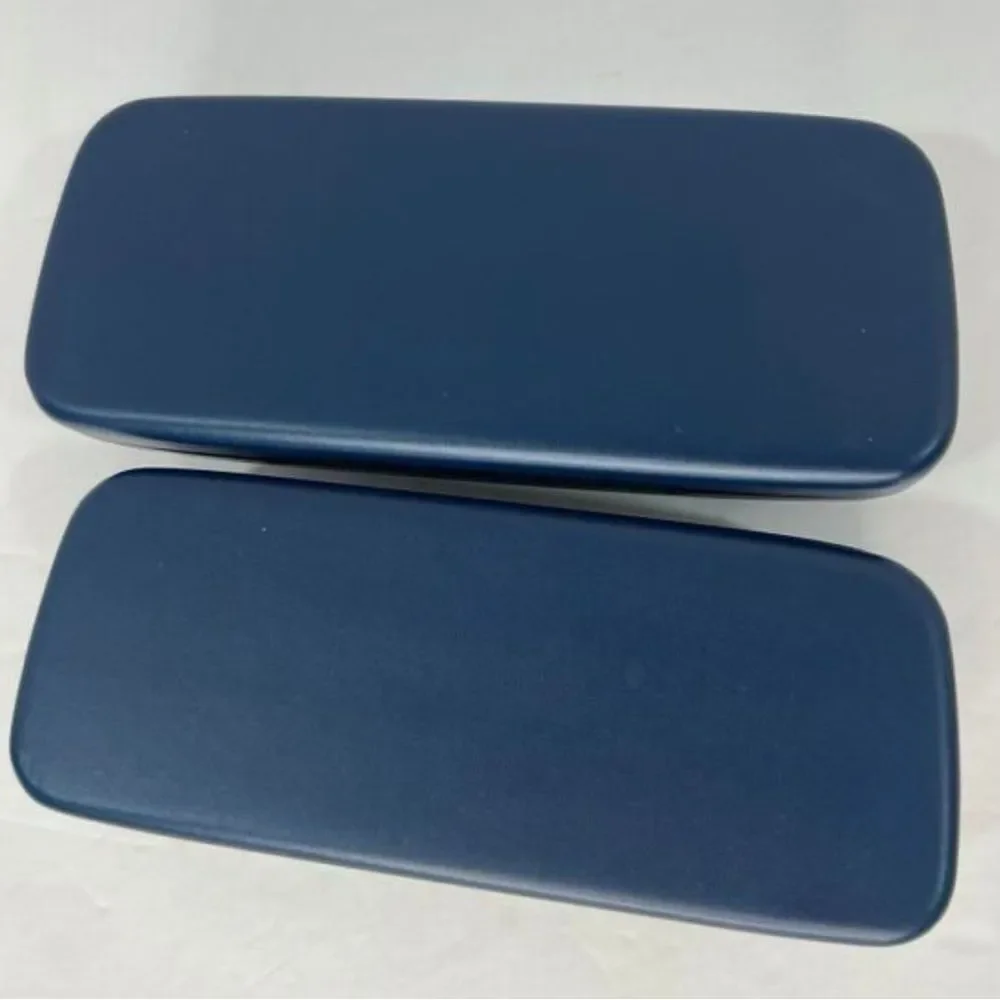 New! Lacoste Hard Case For Eyeglasses Blue Leather Clam Shell Case Bundle of 2